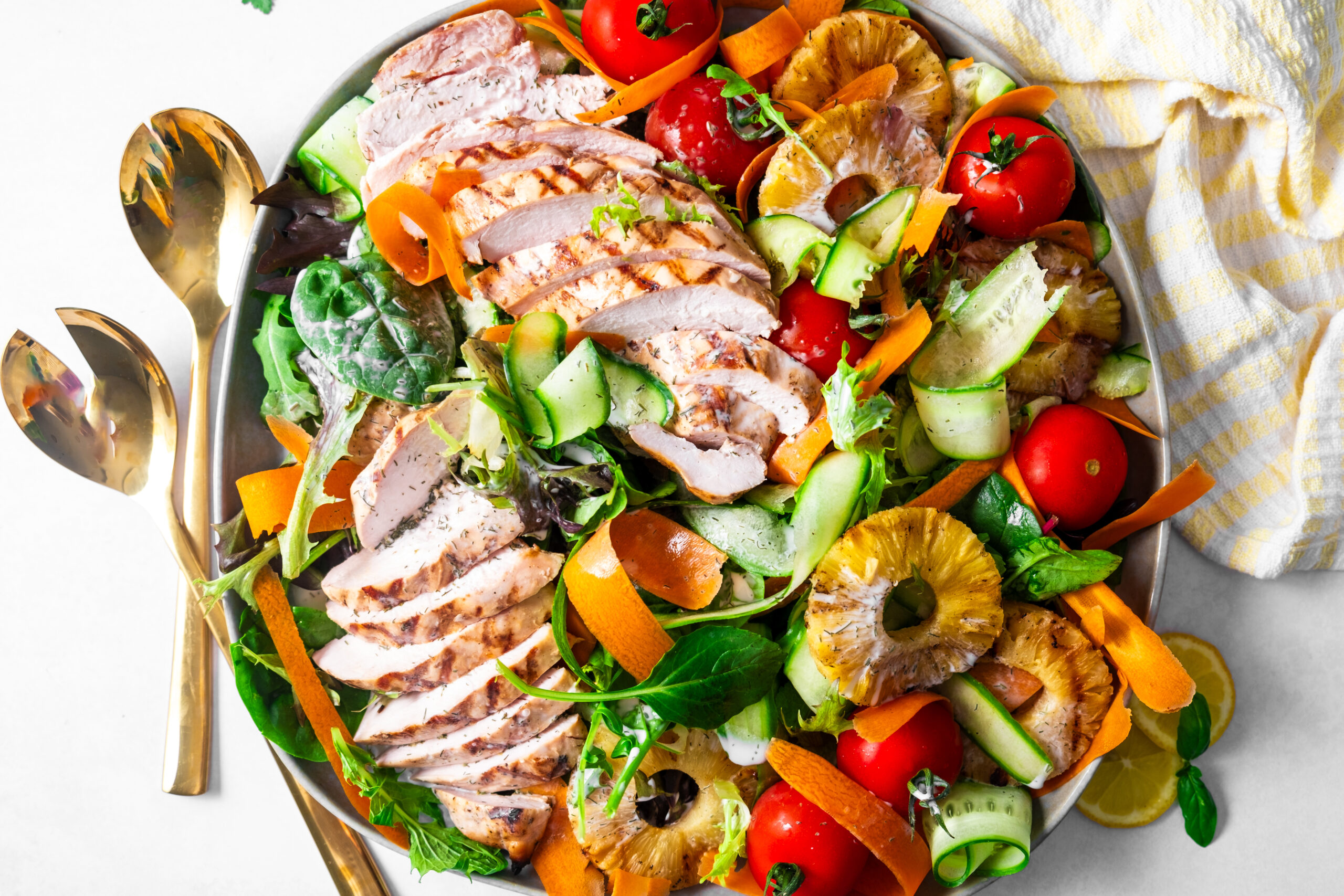 BBQ Hawaiian Chicken Salad with Pineapple 